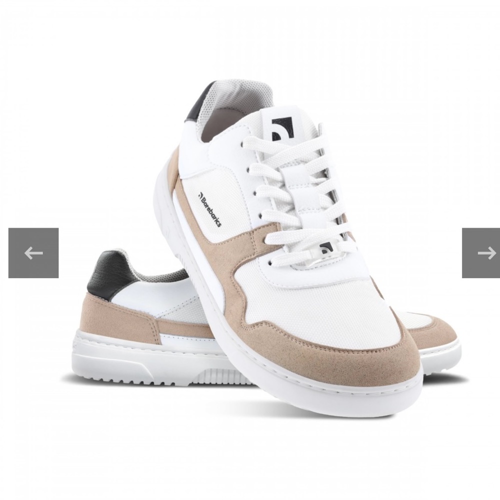 [New in Box] Barefoot Sneakers Barebarics - Zing - White & Beige- EU 37 US 6.5/7